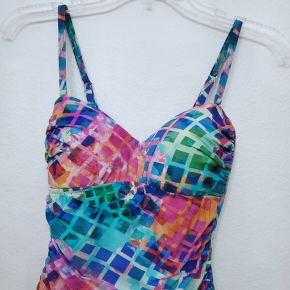 Profile by Gottex Tutti Frutti Bandeau Ruffle Hem Swimdress - Size 6 - Picture 3 of 16